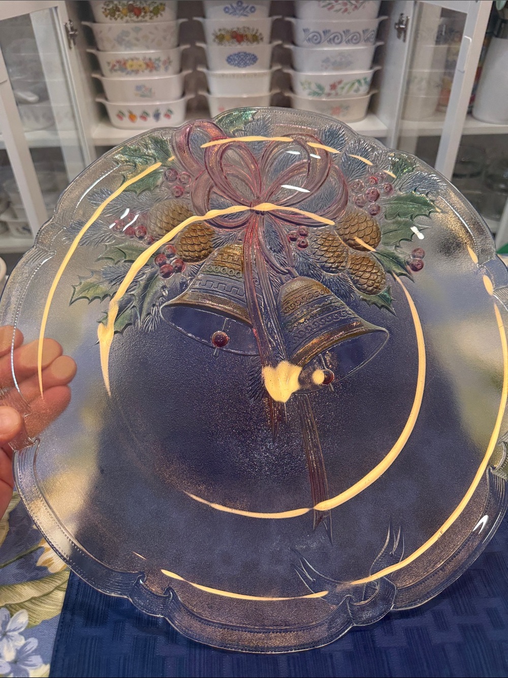 Mikasa 14.75'' Crystal Festive Bells Hostess Holiday Platter / Server